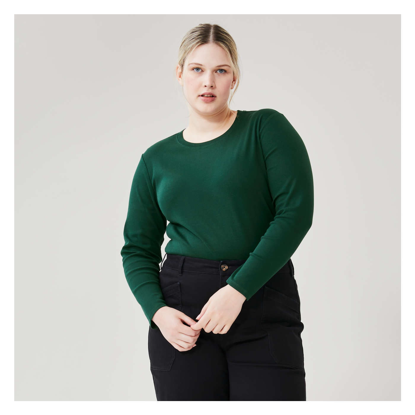 NSF longsleeve sweater with denim dark green sleeves small shops